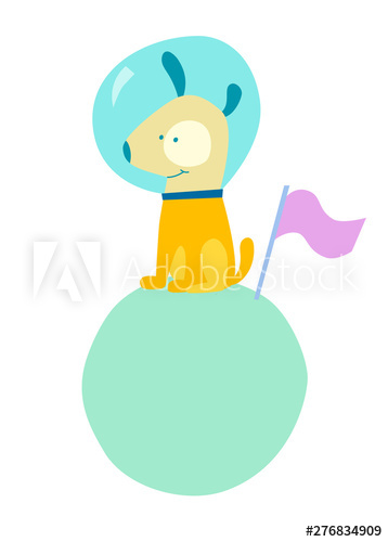 358x500 Dog In A Space Suit Vector Illustration Icon Happy Dog On A Small