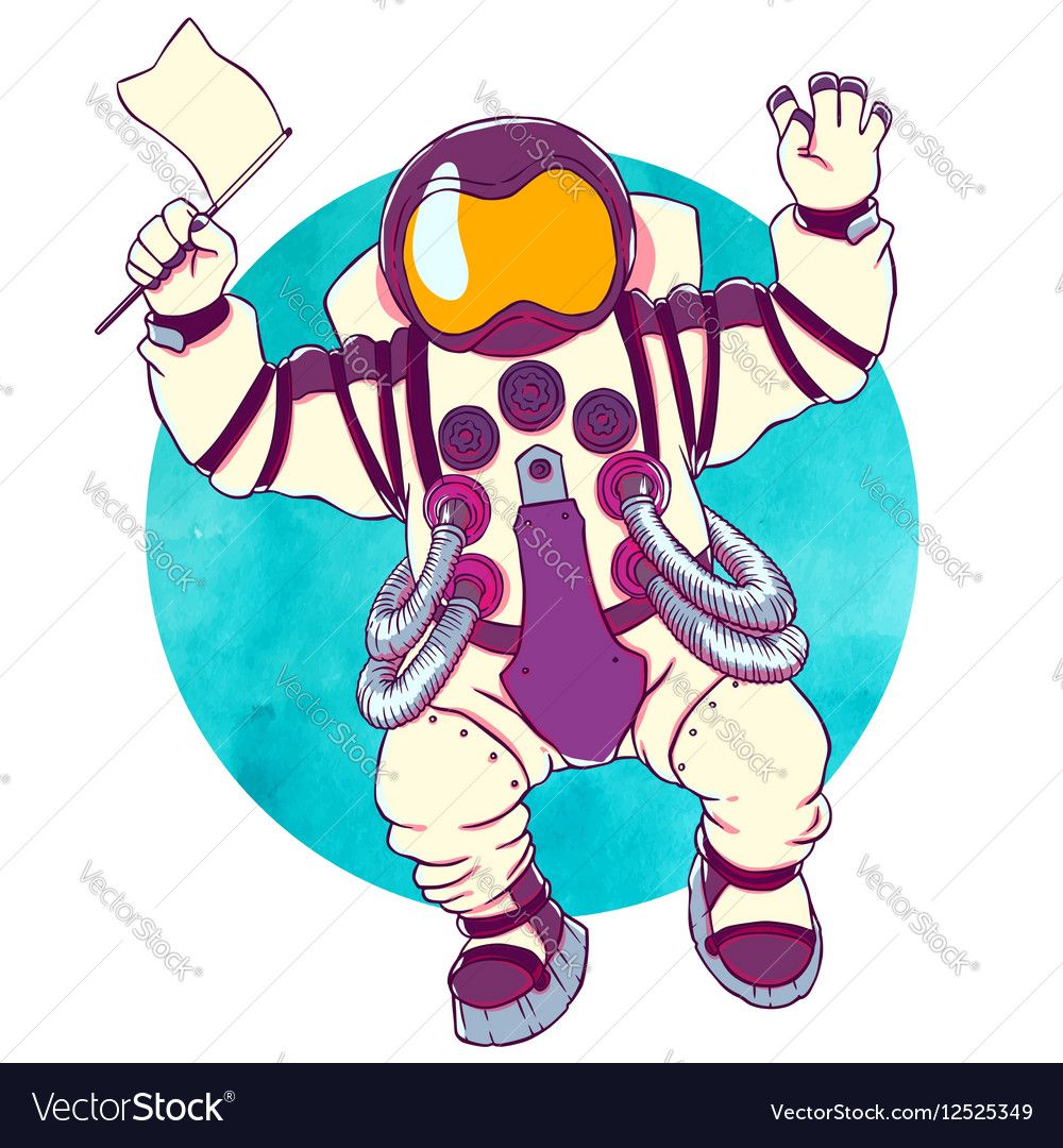 1000x1080 Greeting Astronaut Silver Space Suit Vector Image
