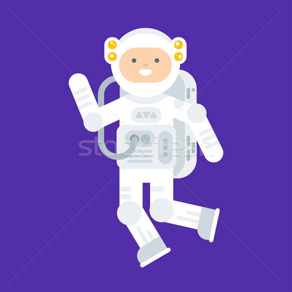 600x600 Vector Flat Style Illustration Of Happy Astronaut In Space Suit