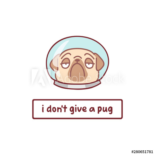500x500 Cute Cartoon Logo Pug Dog In Space Suit Vector Illustration