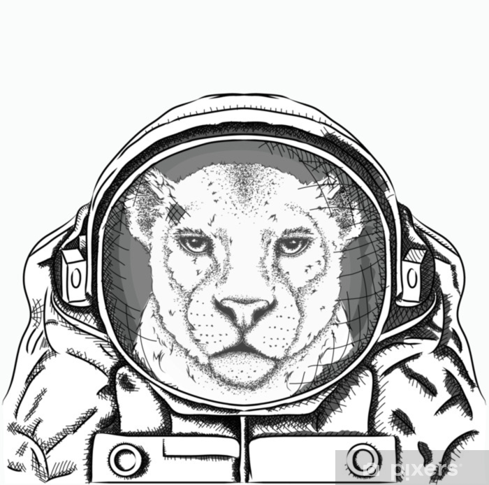 700x694 Leopard In A Spacesuit Vector Illustration Sticker We