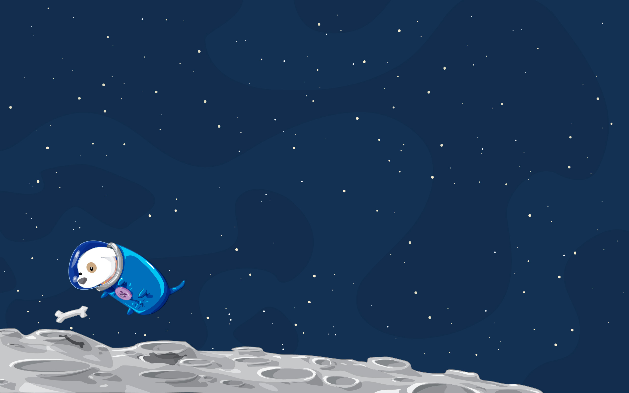 2560x1600 Outer Space, Moon, Vectors, Dogs, Puppies, Cartoonish, Space Suits