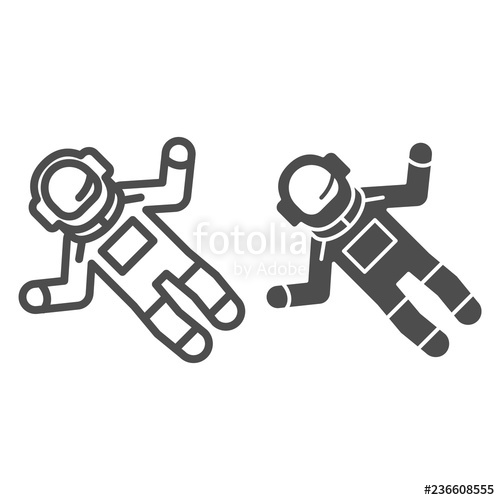 500x500 Astronaut Line And Glyph Icon Spaceman Vector Illustration