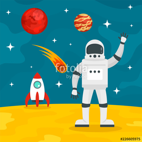 500x500 Hello From Spaceman Concept Background Flat Illustration Of Hello