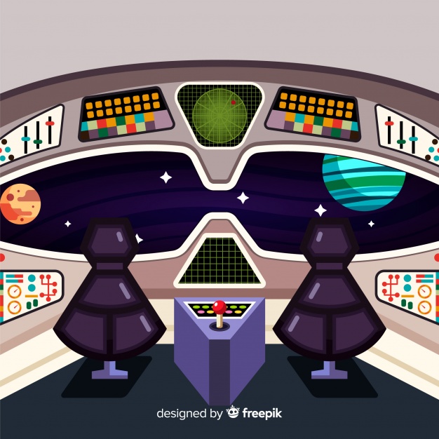 626x626 Modern Spaceship Interior Background With Flat Design Vector
