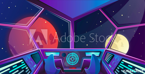 500x258 Spaceship Interior Of Captains Bridge With Armchairs In Purple