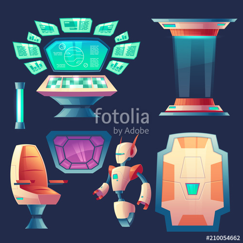 500x500 Vector Set Of Alien Spaceship Design Elements Control Panel
