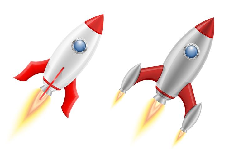 735x490 Space Rocket Retro Spaceship Vector Illustration