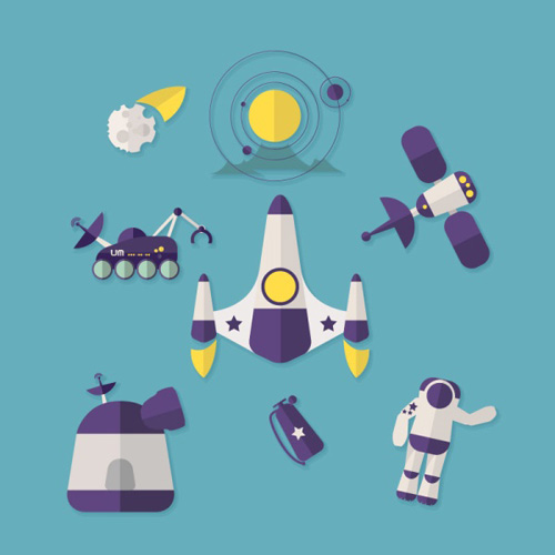 500x500 Cartoon Spaceship Vector Material Free Download