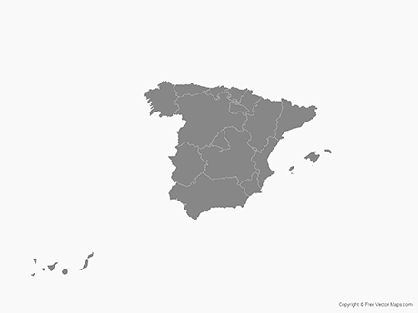 460x345 Vector Map Of Spain With Regions