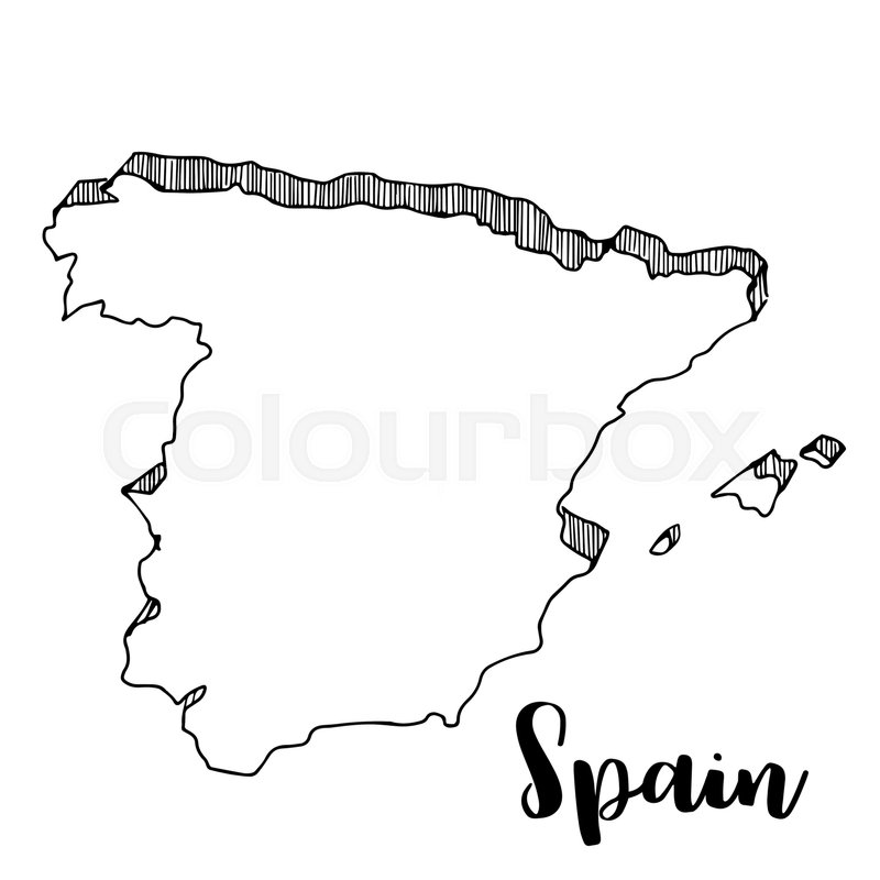800x800 Hand Drawn Of Spain Map, Vector Stock Vector Colourbox