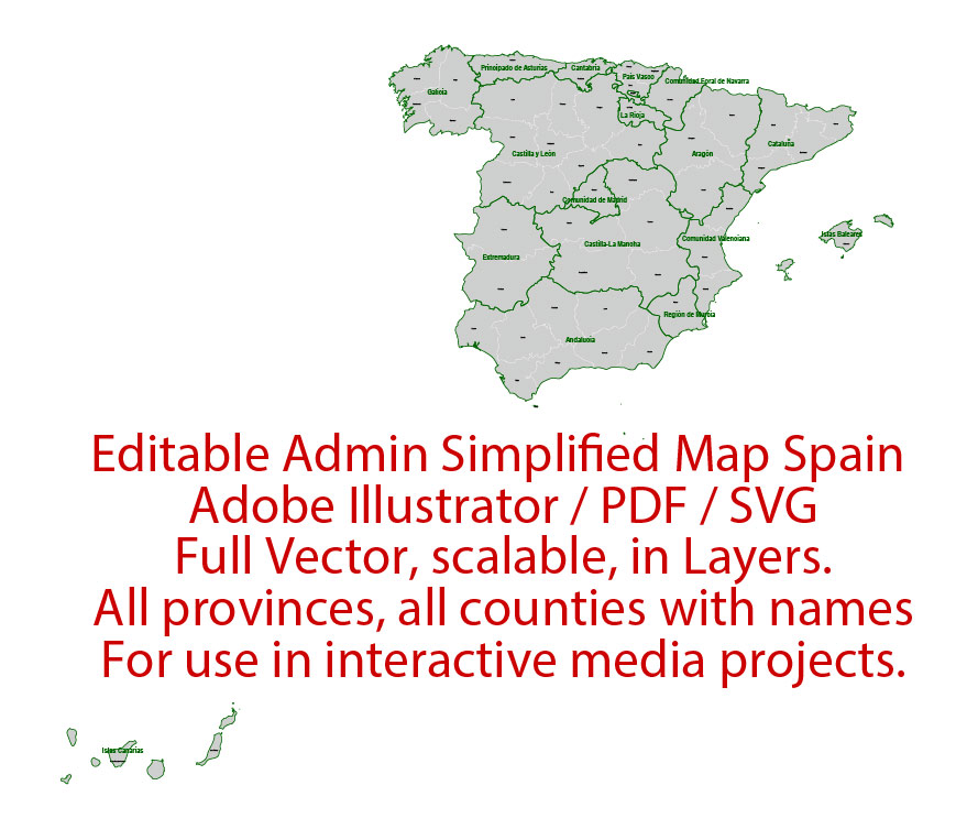 Spain Map Administrative Vector Illustrator Editable Pdf 879x763 Spain Map Administrative Vector Illustrator Editable Pdf