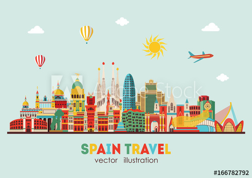 Spain Detailed Skyline Vector Illustration 500x354 Spain Detailed Skyline Vector Illustration