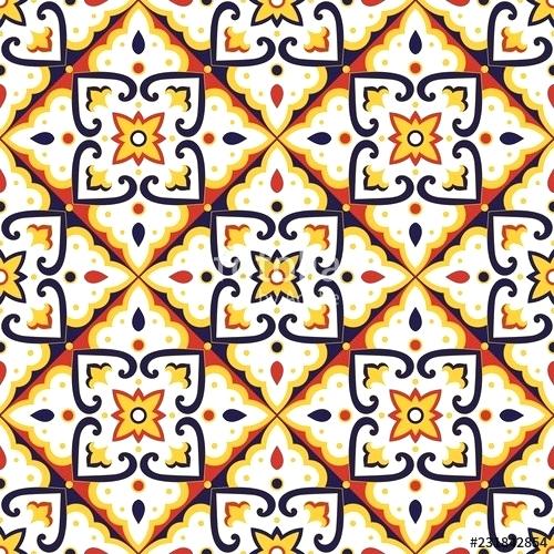 500x500 Spanish Mexican Tile Tile Pattern Vector Seamless With Vintage