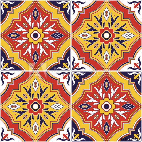 500x500 Spanish Tile Pattern Vector Seamless With Ornaments Portuguese