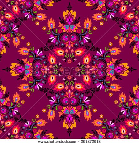 450x470 Seamless Vector Spanish Latin Folk Pattern Red Spicy Decorative