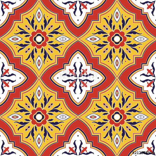 500x500 Spanish Tile Pattern Vector Seamless With Ornaments Portuguese