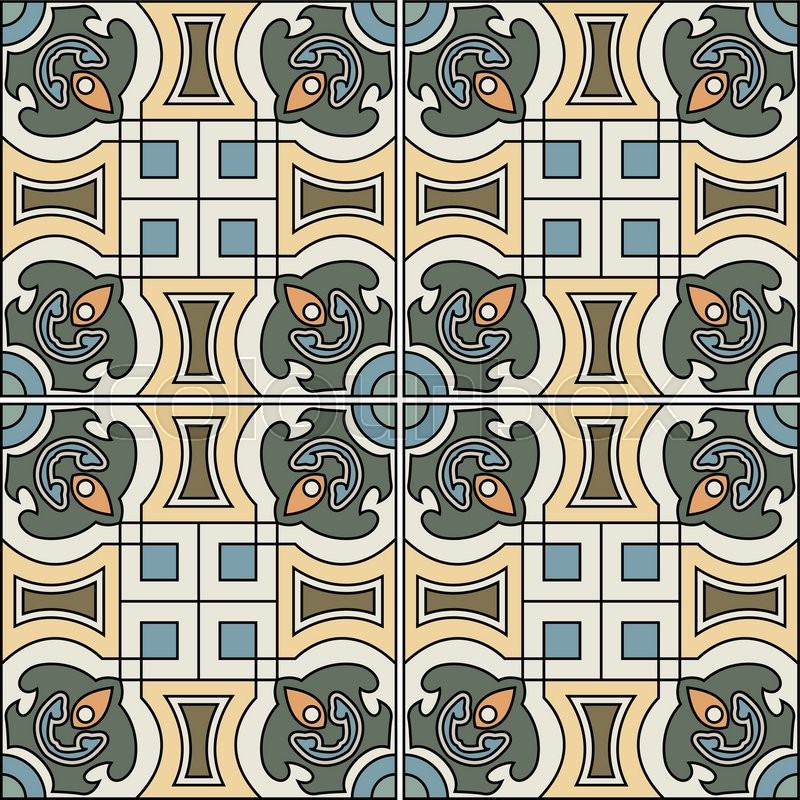 800x800 Spanish Tile Vector On Floral Stock Vector Colourbox