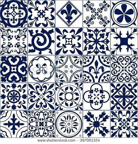 450x470 Blue Spanish Tile Vector Blue Spanish Tile Pattern