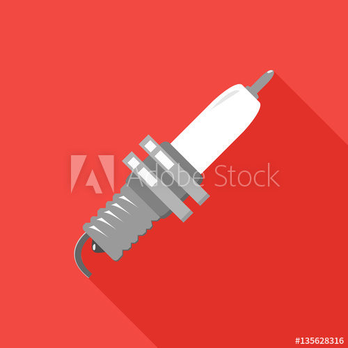 500x500 Spark Plug Vector Icon Isolated On Red Colored Vector Flat