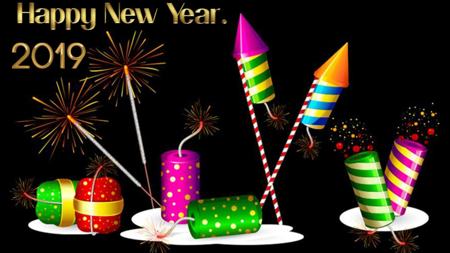 915x515 Happy New Year Pyrotechnics Firework Petard Sparkler Vector