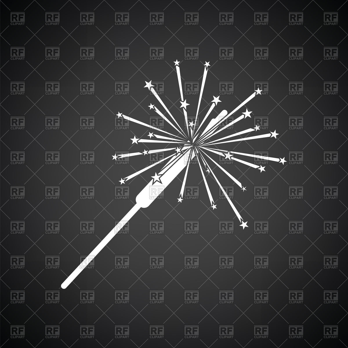 1200x1200 Party Sparkler Icon On Black Background Vector Image Of Icons