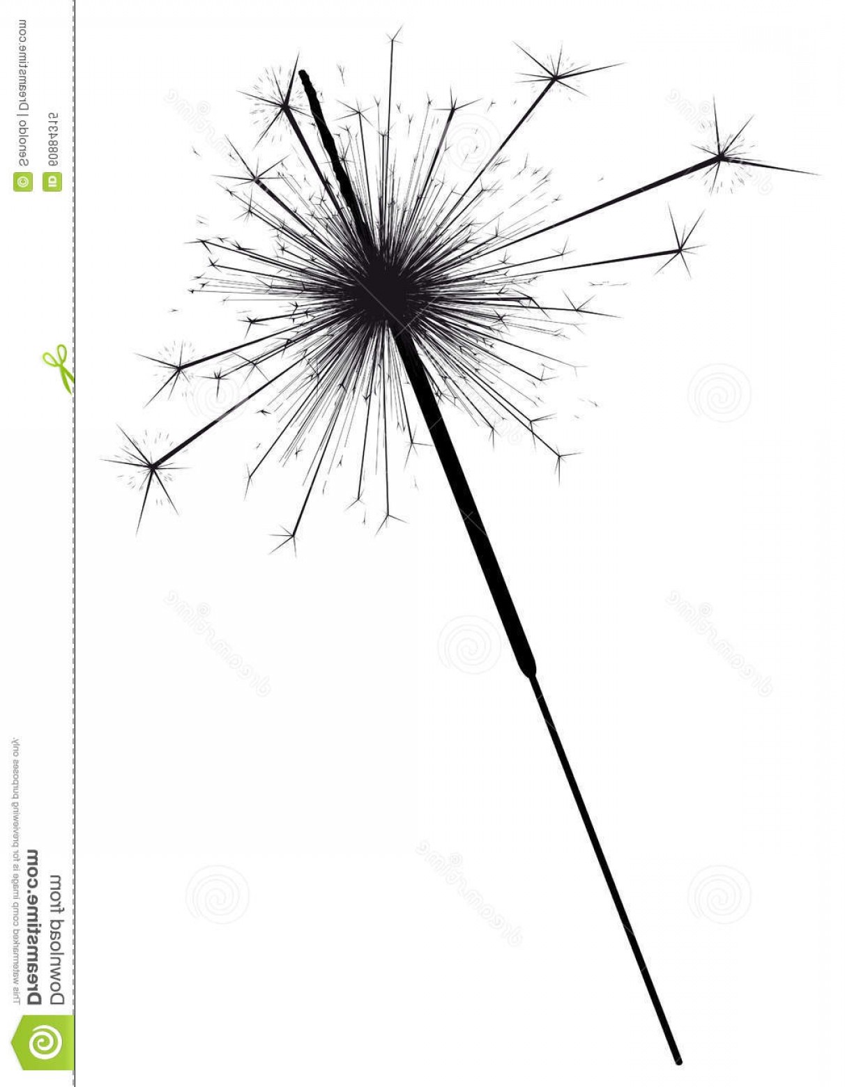 1212x1560 Stock Illustration Sparkler Throwing Out Sparks Black Silhouette