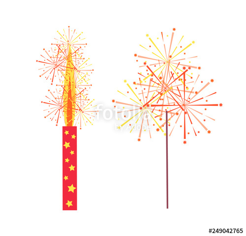 500x479 Fireworks And Sparkler Vector Isolated Icons Burning Pyrotechny