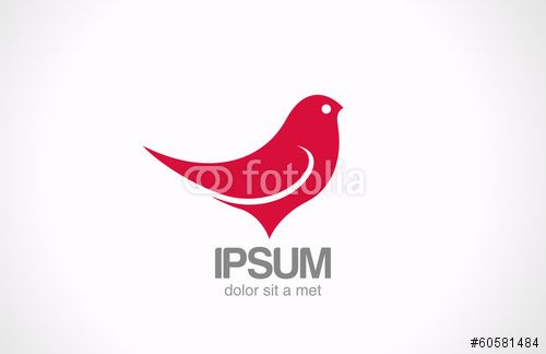 500x324 Logo Bird Sitting Abstract Vector Design Red Sparrow Stock Image