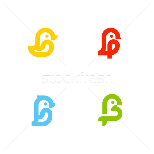 600x600 Set Of Icons Or Logo Templates With Little Birds Duck, Sparrow
