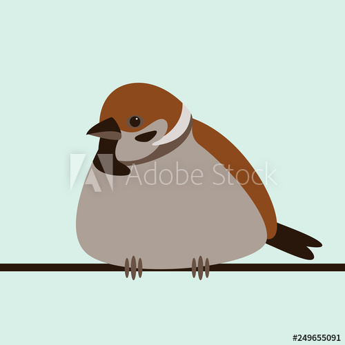 500x500 Bird Sparrow, Vector Illustration, Flat Style