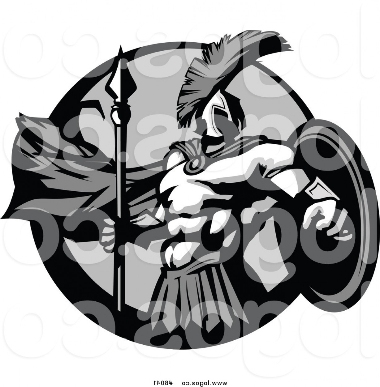 1228x1252 Royalty Free Clip Art Vector Logo Of A Grayscale Strong Spartan