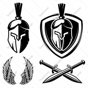 300x300 Stock Illustration Spartan Helmet Vector Set Lamaison