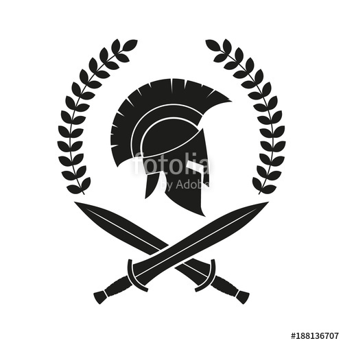 Spartan Helmet, Swords Logo Vector Isolated Stock Image 500x500 Spartan Helmet, Swords Logo Vector Isolated Stock Image