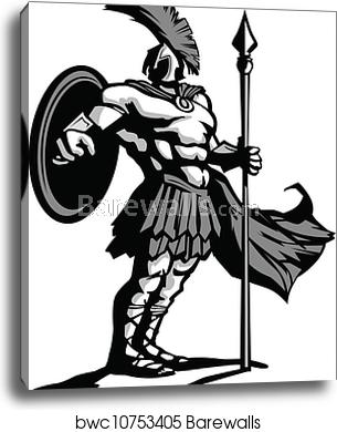 Spartan Mascot Body With Spear And Shield Vector Illustration 305x390 Spartan Mascot Body With Spear And Shield Vector Illustration