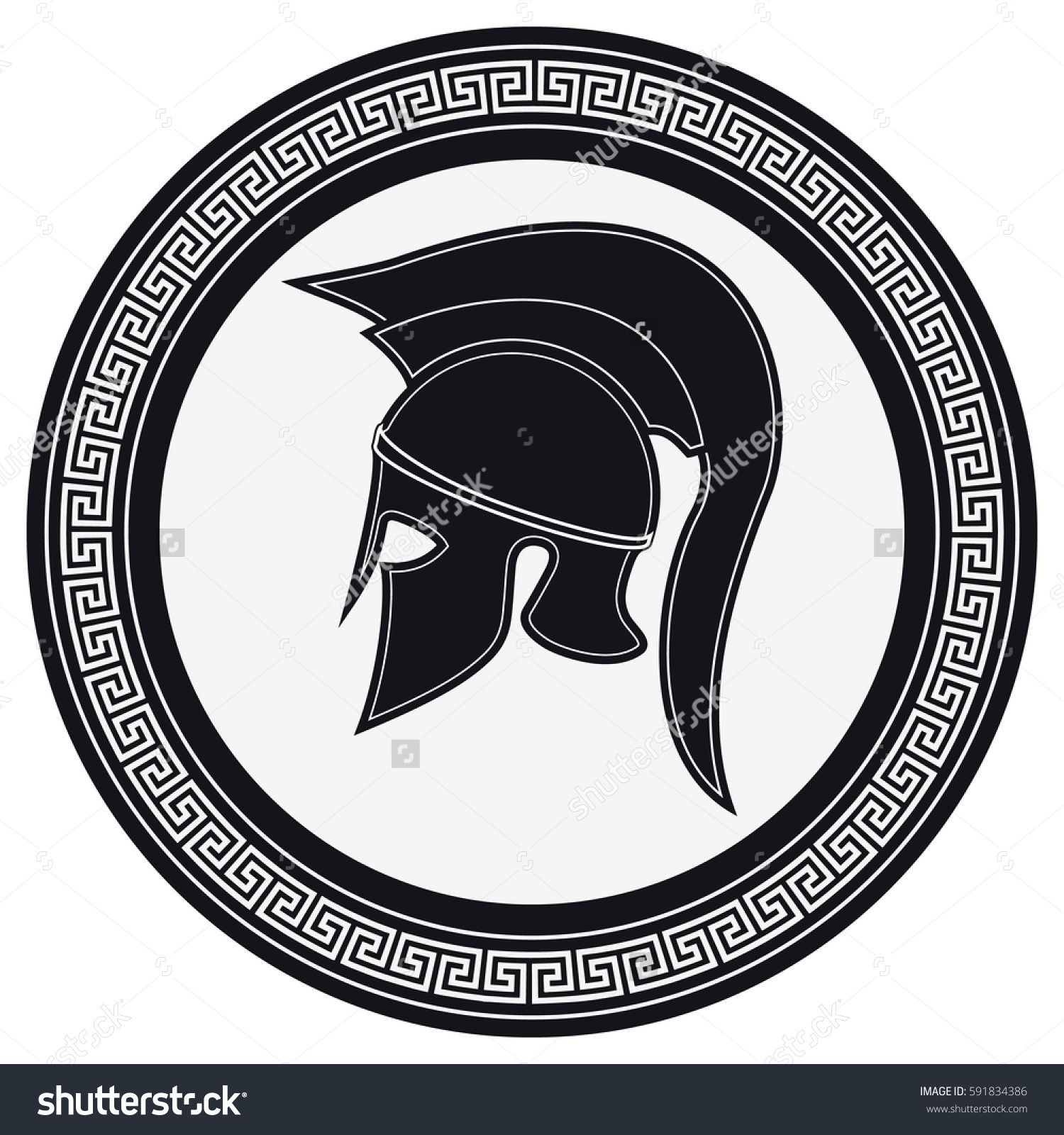 Ancient Greek Helmet With A Crest On The Shield On A White 1500x1600 Ancient Greek Helmet With A Crest On The Shield On A White