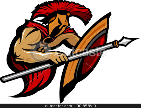 Spartan Trojan Mascot With Spear And Shield Vector Illustration 450x345 Spartan Trojan Mascot With Spear And Shield Vector Illustration