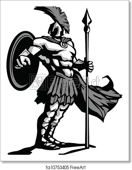 Free Art Print Of Spartan Mascot Body With Spear And Shield Vector 450x580 Free Art Print Of Spartan Mascot Body With Spear And Shield Vector