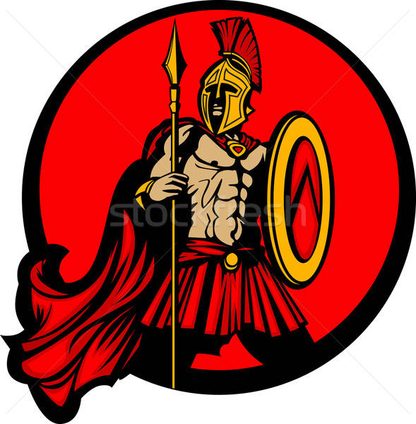 Greek Spartan Trojan Vector Mascot With Spear And Shield Vector 589x600 Greek Spartan Trojan Vector Mascot With Spear And Shield Vector