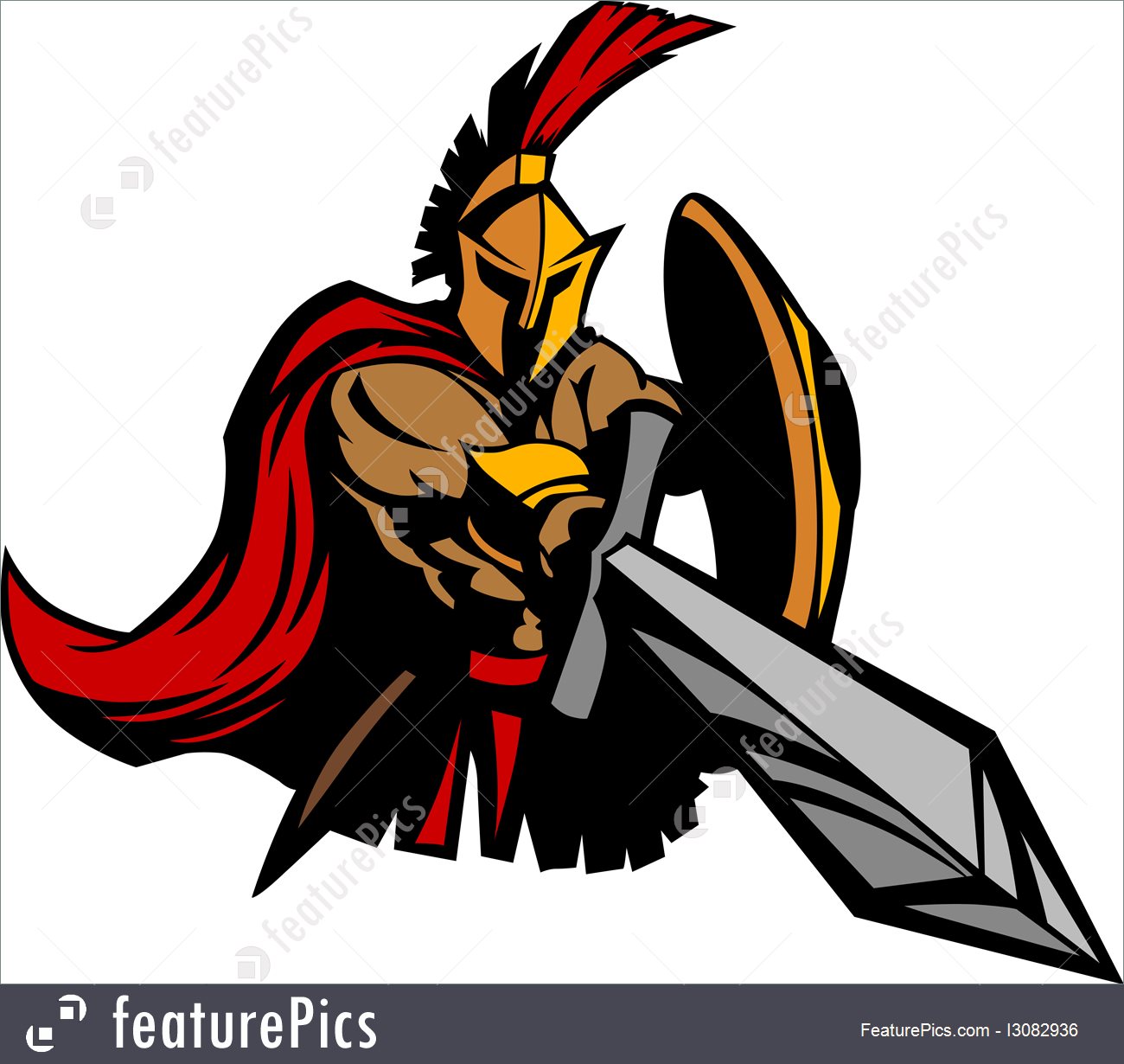 1300x1230 Spartan Trojan Mascot Vector With Sword And Shield