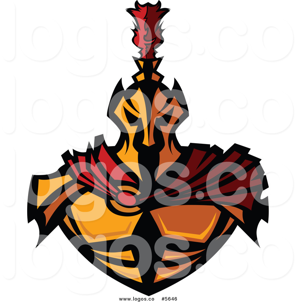 1024x1044 Royalty Free Vector Of A Logo Of A Gold Spartan Warrior With A Red