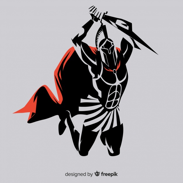 626x626 Silhouette Of Spartan Warrior With Sword Vector Free Download