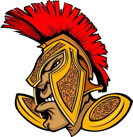 435x450 Cartoon Trojan Or Spartan Vector Mascot With Headdress Royalty