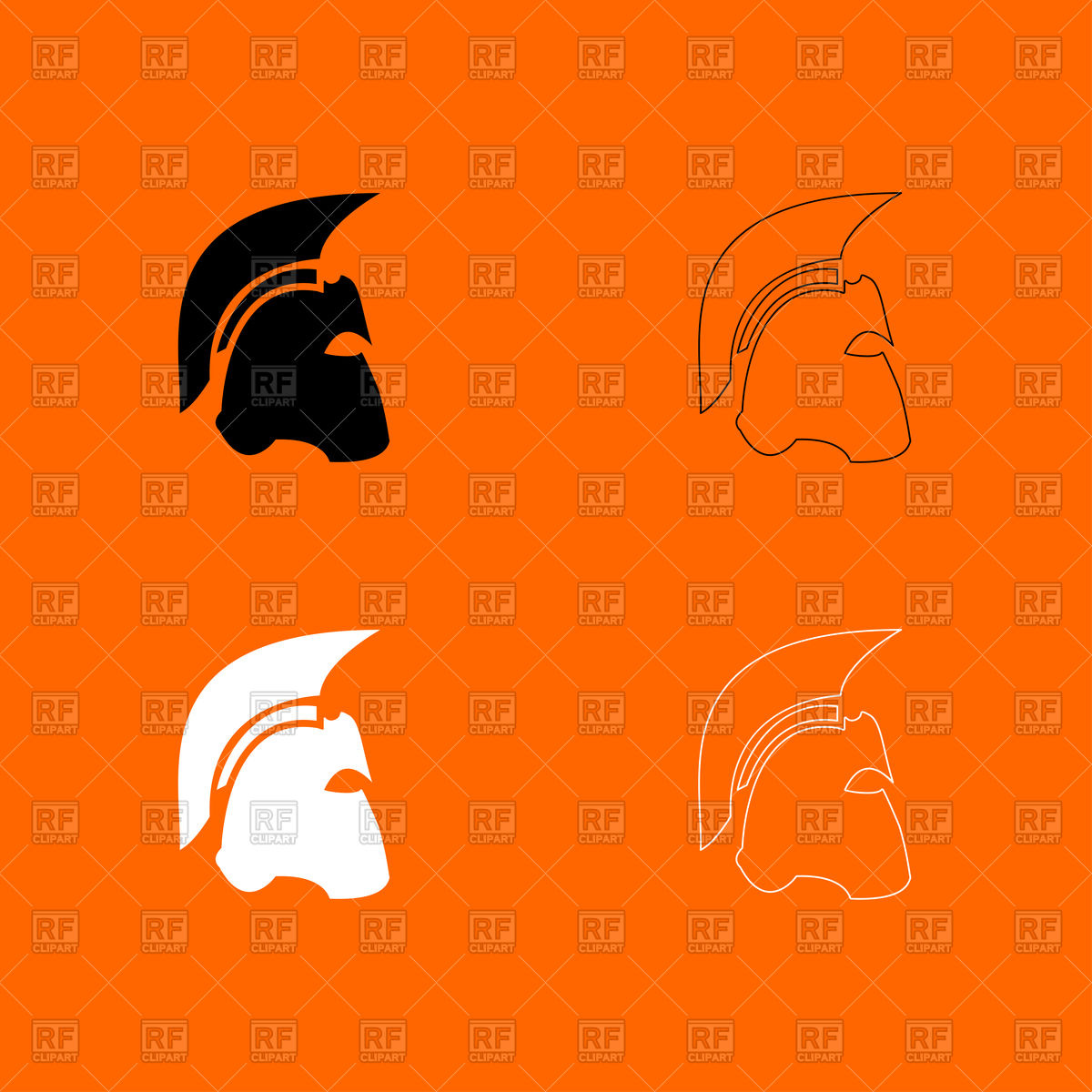 1200x1200 Spartan Helmet Icon On Orange Background Vector Image Of Icons