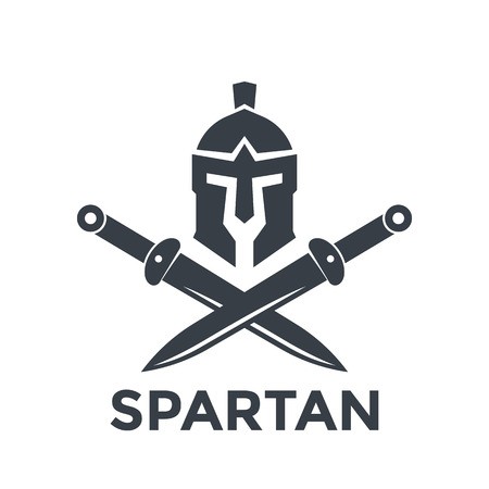 450x450 Spartan Logo Template With Helmet And Swords Royalty Free Vector