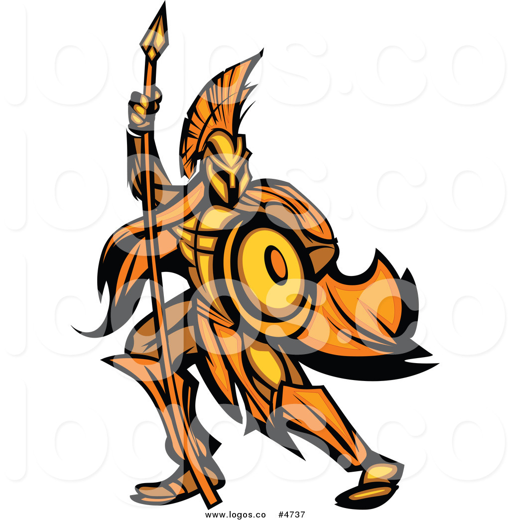 1024x1044 Royalty Free Vector Logo Of A Gold And Orange Spartan Warrior