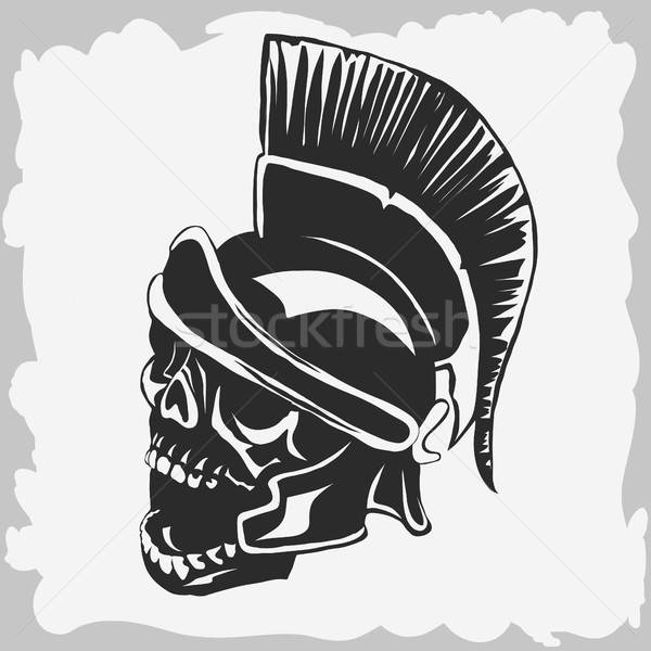 Spartan Warrior Skull In Ancient Helmet Vector Vector 600x600 Spartan Warrior Skull In Ancient Helmet Vector Vector