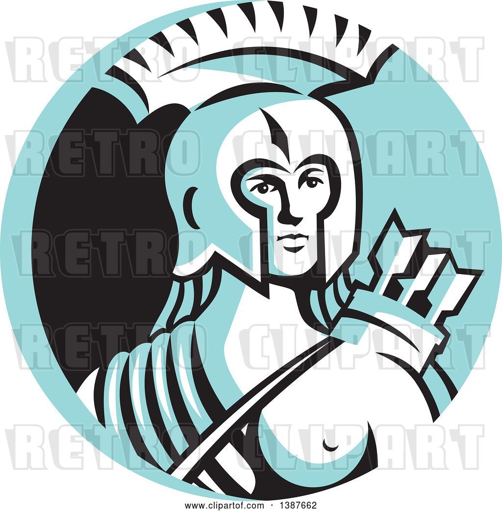 Vector Clip Art Of Retro Female Spartan Warrior Archer In A Blue 1024x1044 Vector Clip Art Of Retro Female Spartan Warrior Archer In A Blue