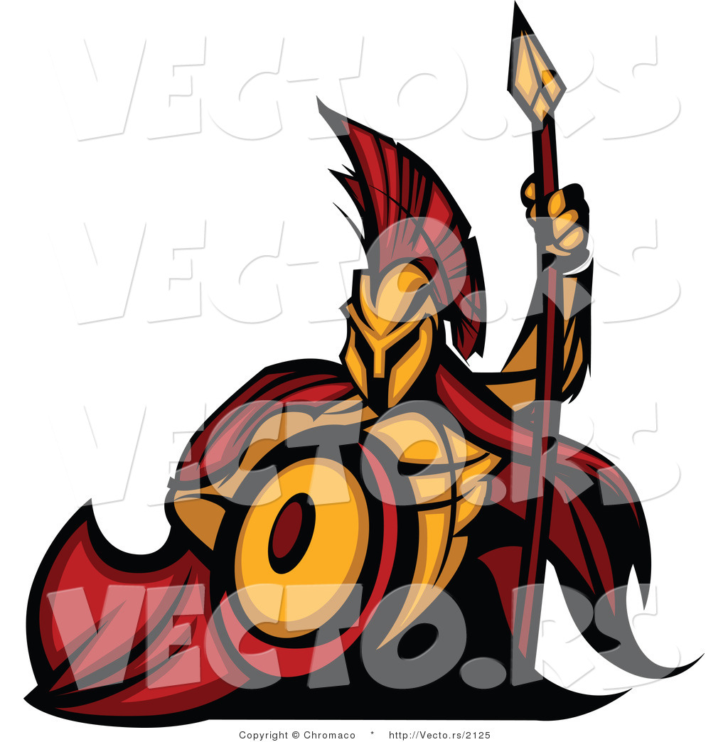 Vector Of A Cartoon Spartan Warrior Mascot Armed With A Spear 1024x1044 Vector Of A Cartoon Spartan Warrior Mascot Armed With A Spear