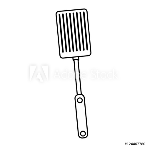 500x500 Silhouette Black With Frying Spatula Vector Illustration